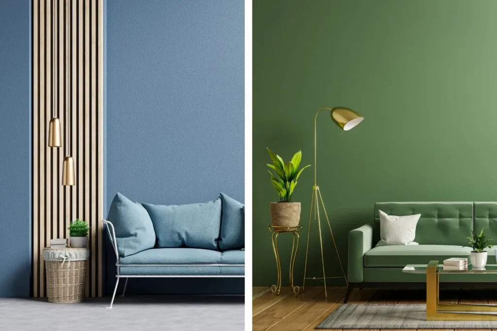 ideias de cores para sala azul e verde