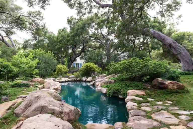 Pedras decorativas artificiais em jardim
