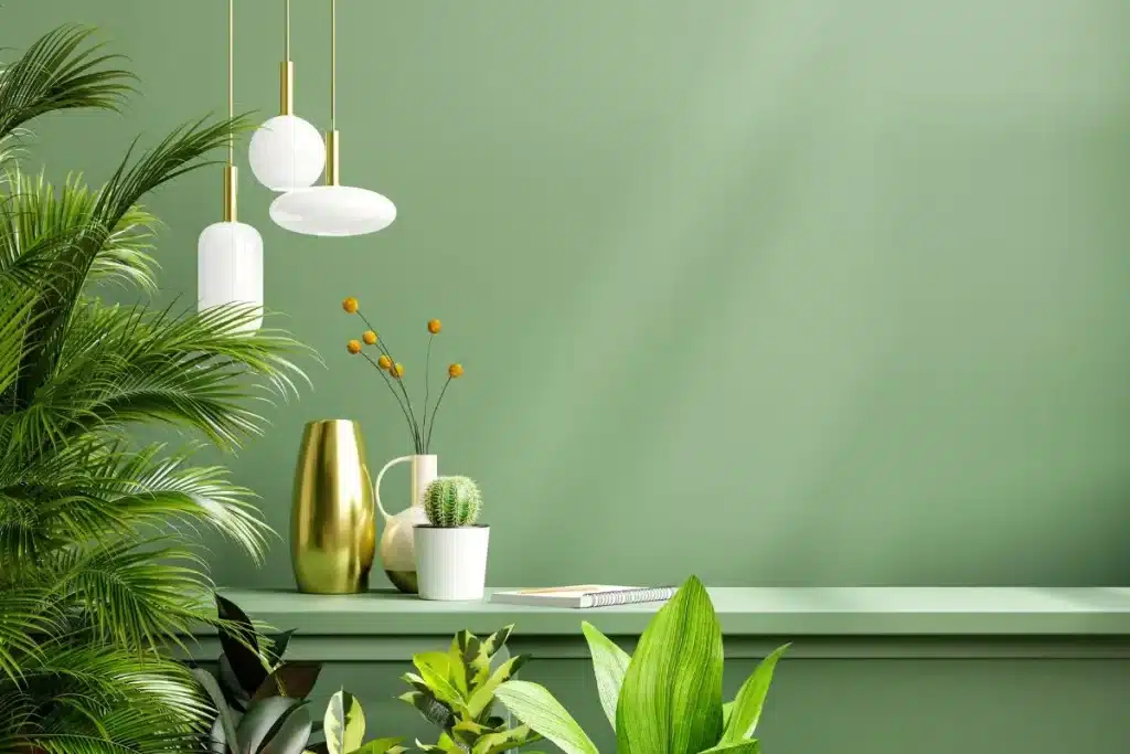 Cantinho verde na sala decorado com plantas
